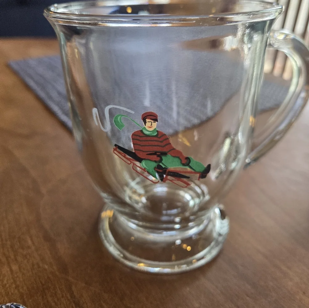 Williams Sonoma Anchor Hocking Winter Sports Mugs